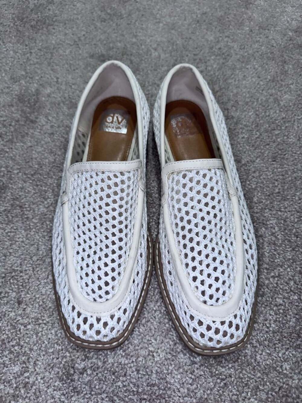 Dolce Vita White Woven Mesh Slip-On Loafers